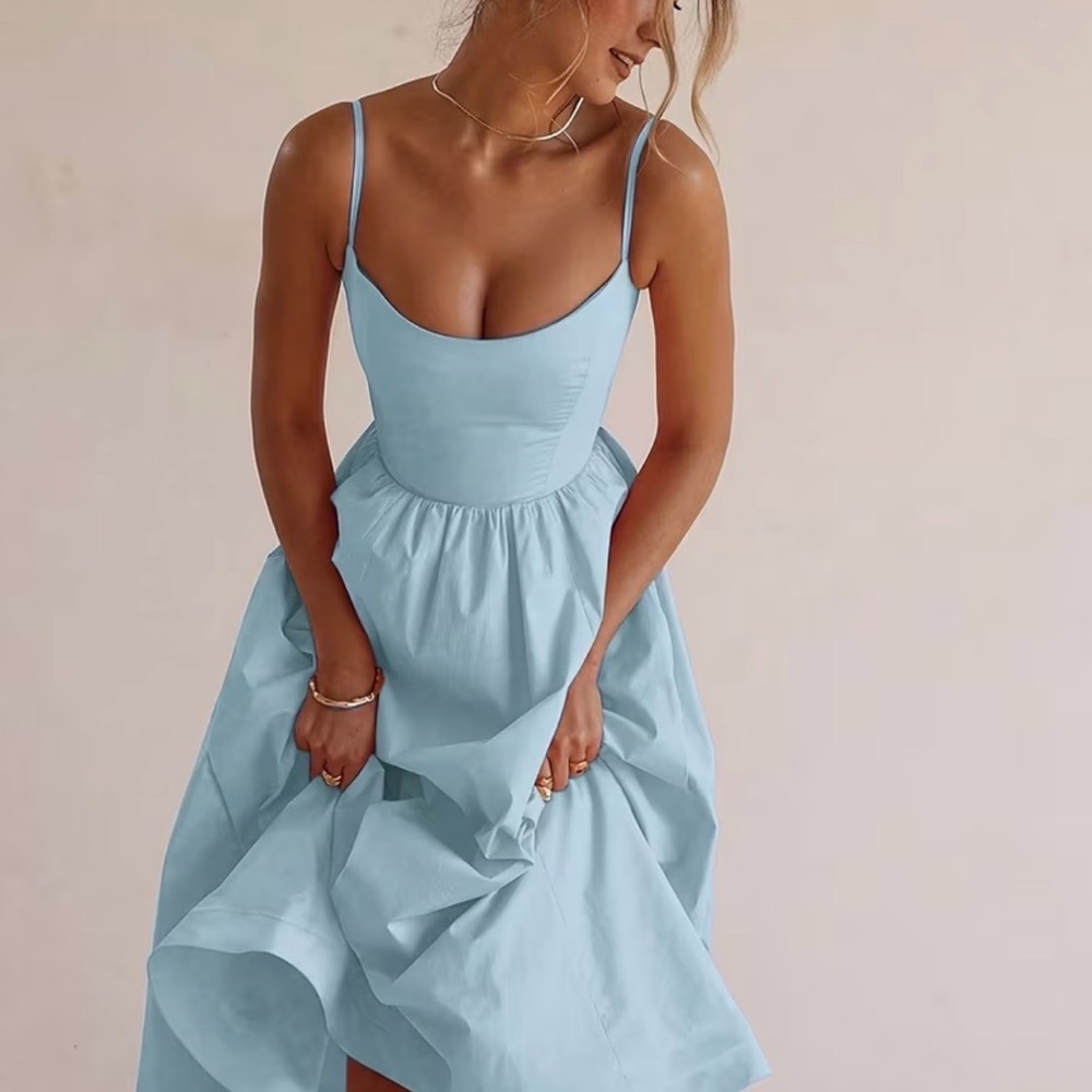 Elegant Blue and Pink Women's Dress ( All sizes available)